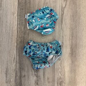 Nautical Themed Kids Swim Diaper Set - Blue